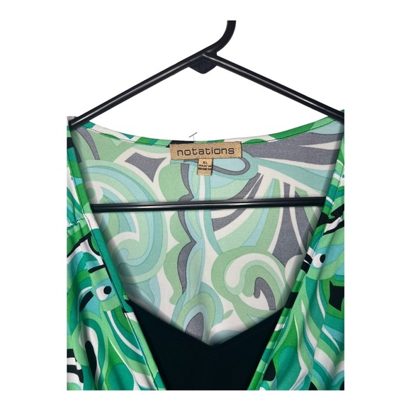 Y2K Psychedelic Whimsy Blouse Green, Black, & White XL - Picture 2 of 3